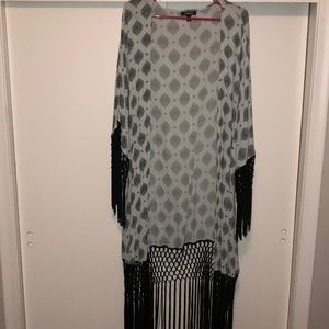 Light green fringe kimono